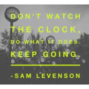 "Don’t watch the clock; do what it does. Keep going." - Sam Levenson